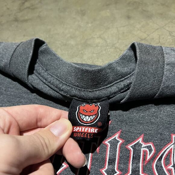 Vintage 90s Y2k Spitfire Grey Skater Long Sleeve T-Shirt - Picture 4 of 5